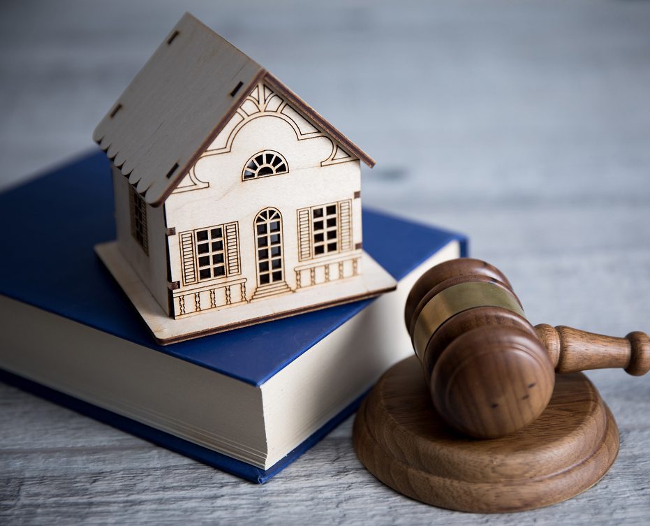 Real estate law concept with gavel