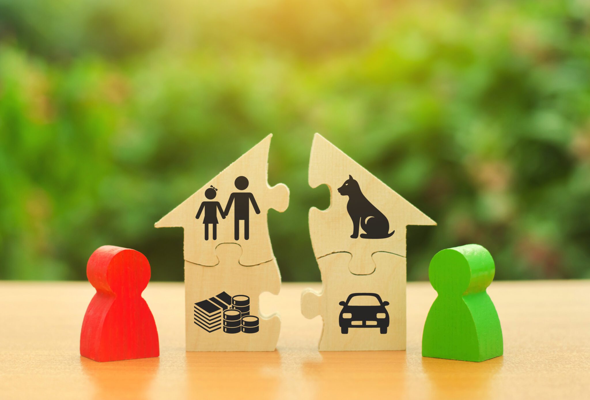 Wooden figures and puzzle houses
