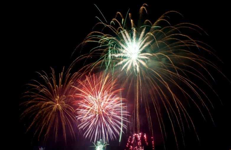 Vibrant fireworks display against dark background