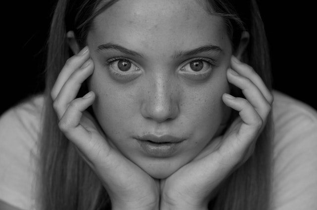 Intense gaze in monochrome photo