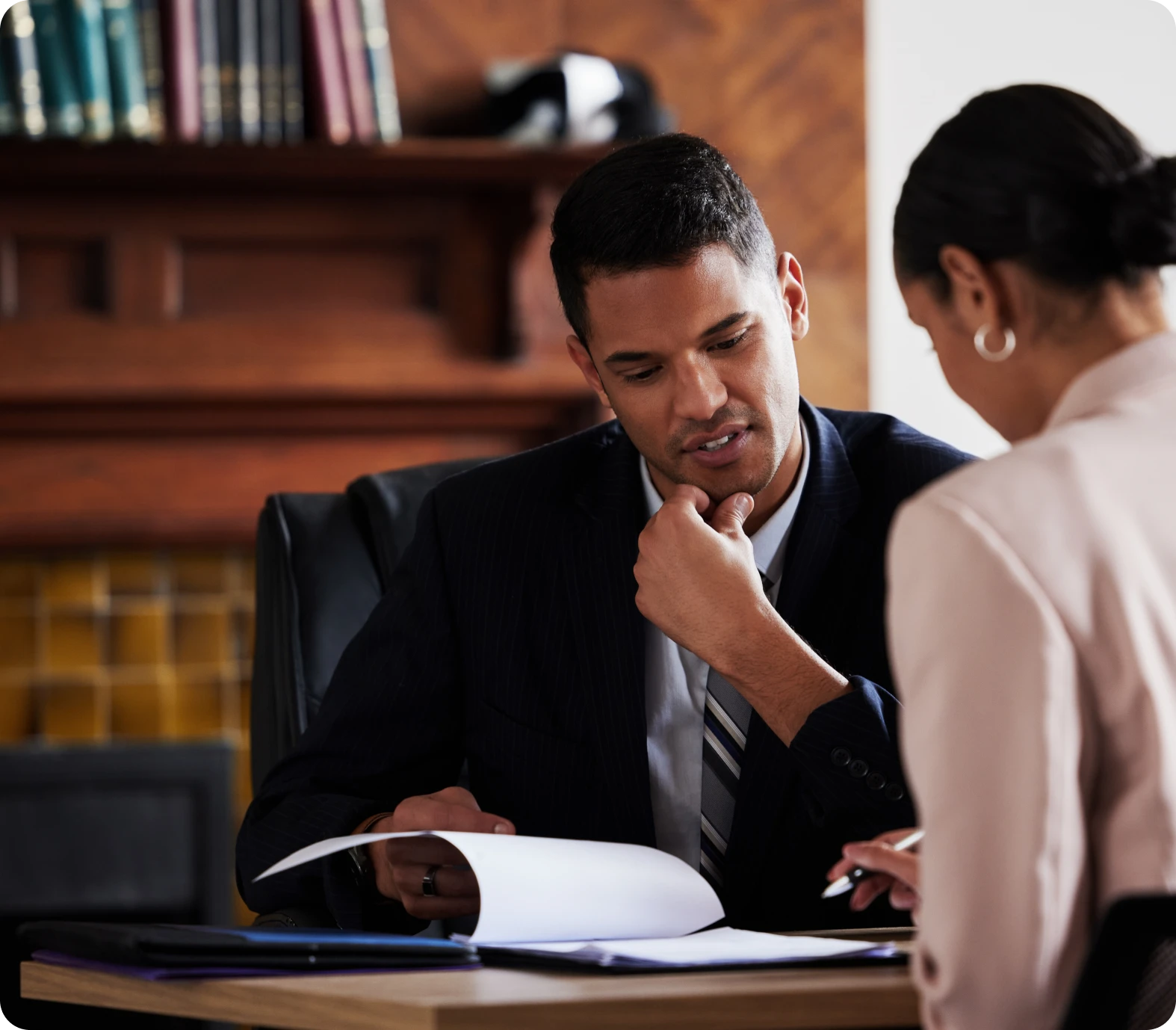 Colleagues collaborating in an office setting
