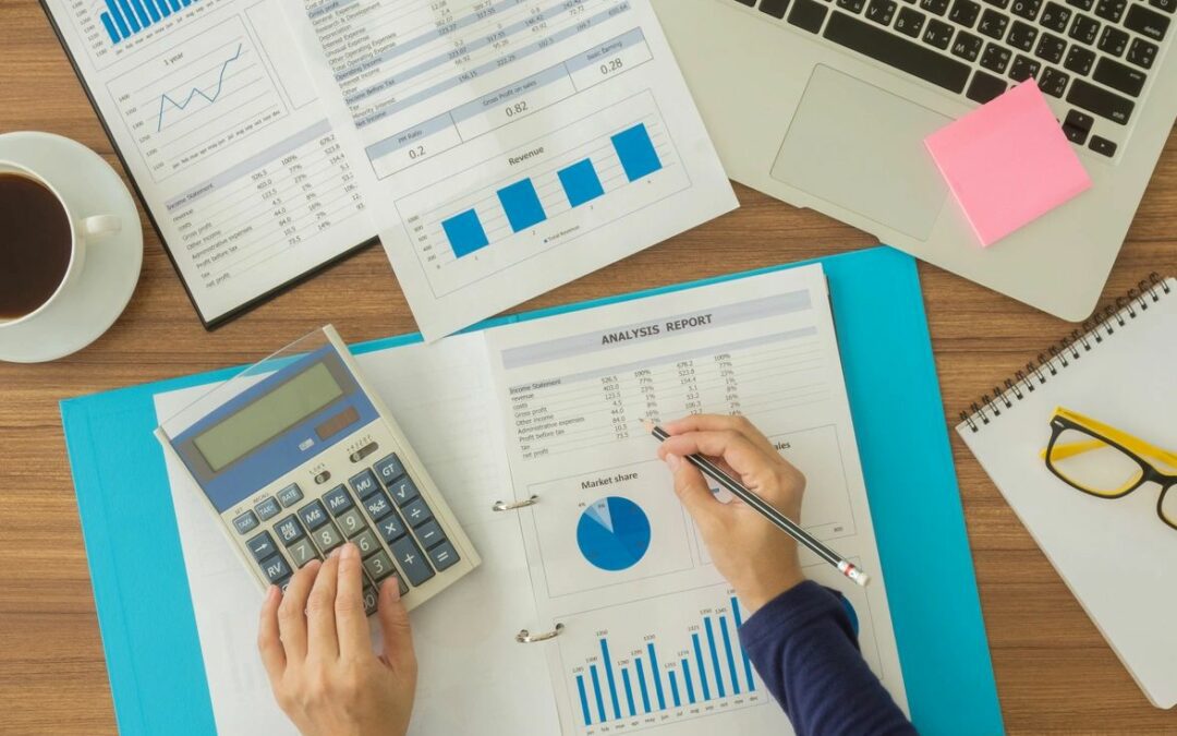 Business analysis with charts and laptop