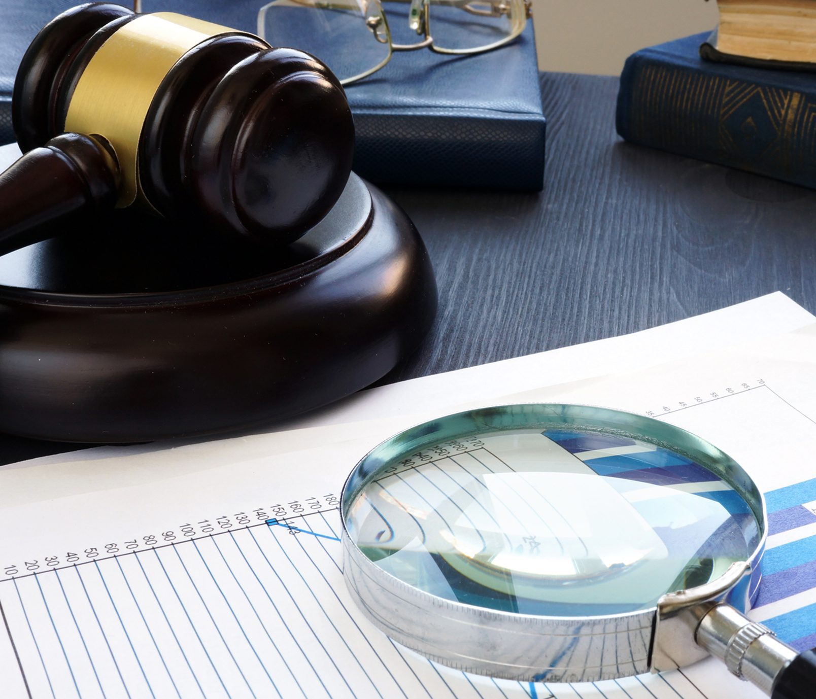 Legal investigation tools on desk