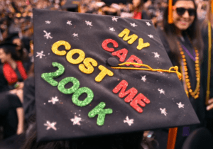 Graduation cap with humorous message