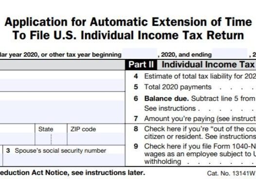 U.S. tax extension application form